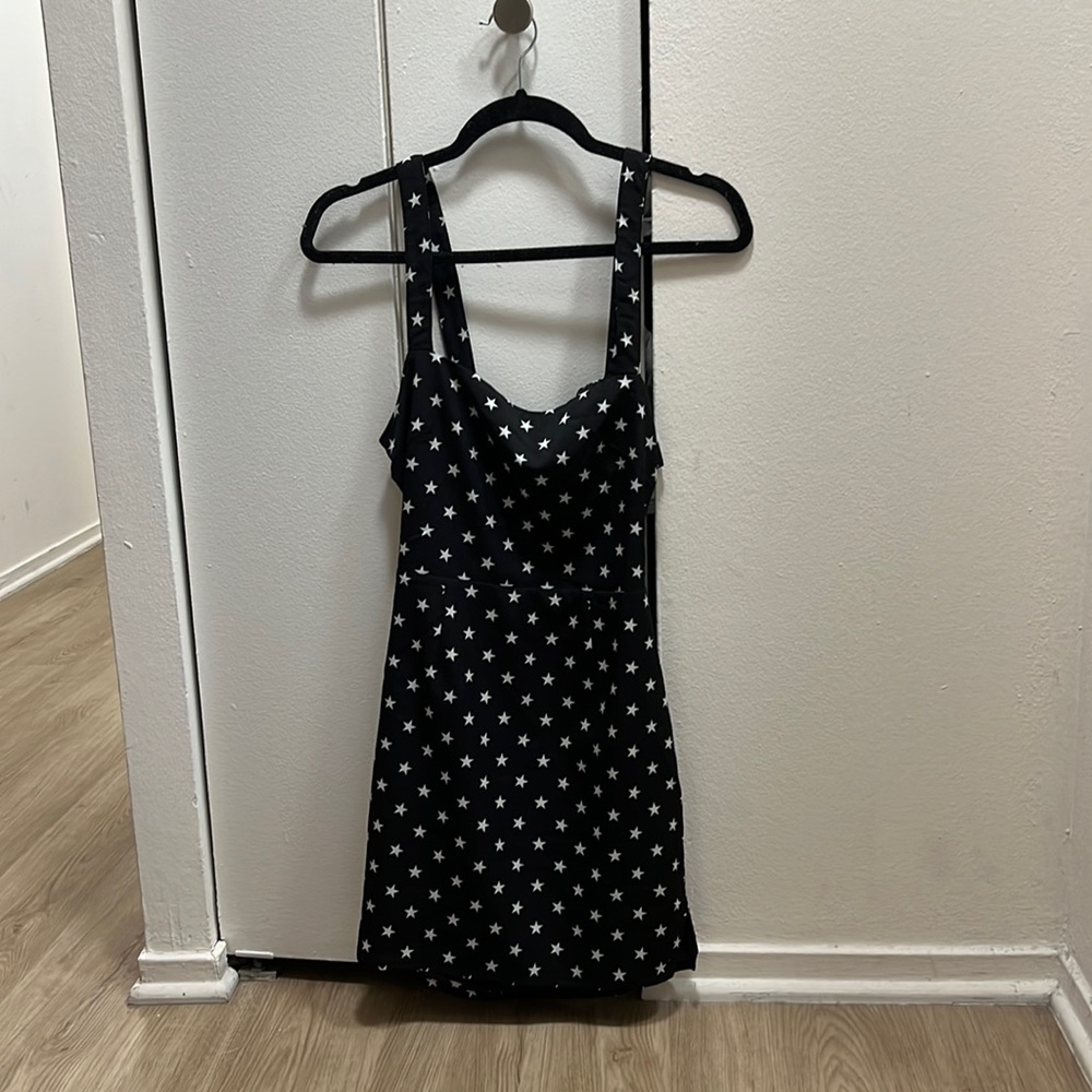 Black Superdown Mini Dress with Stars